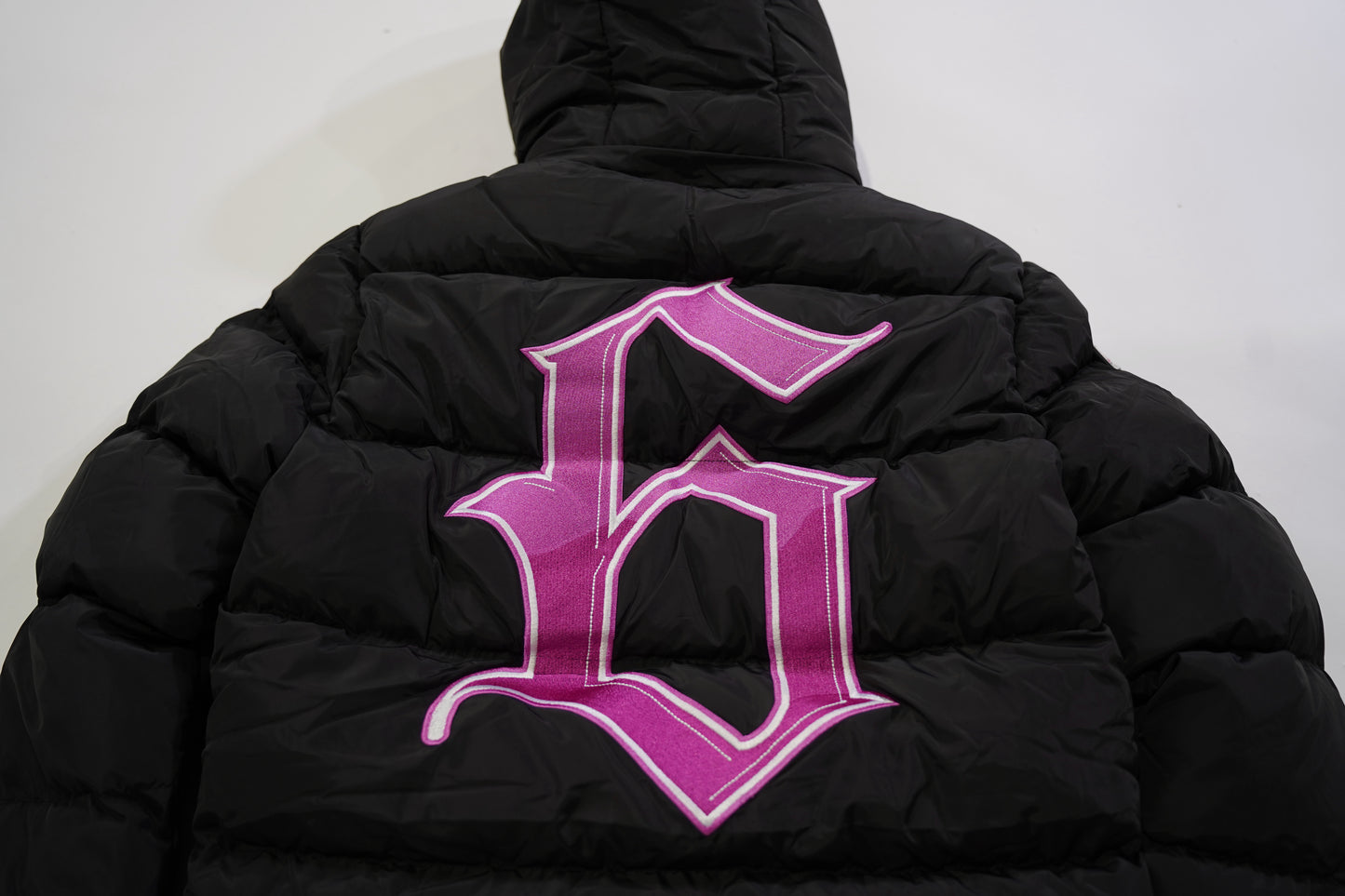 WOMENS BUBBLEGUM PINK PUFFER JACKET