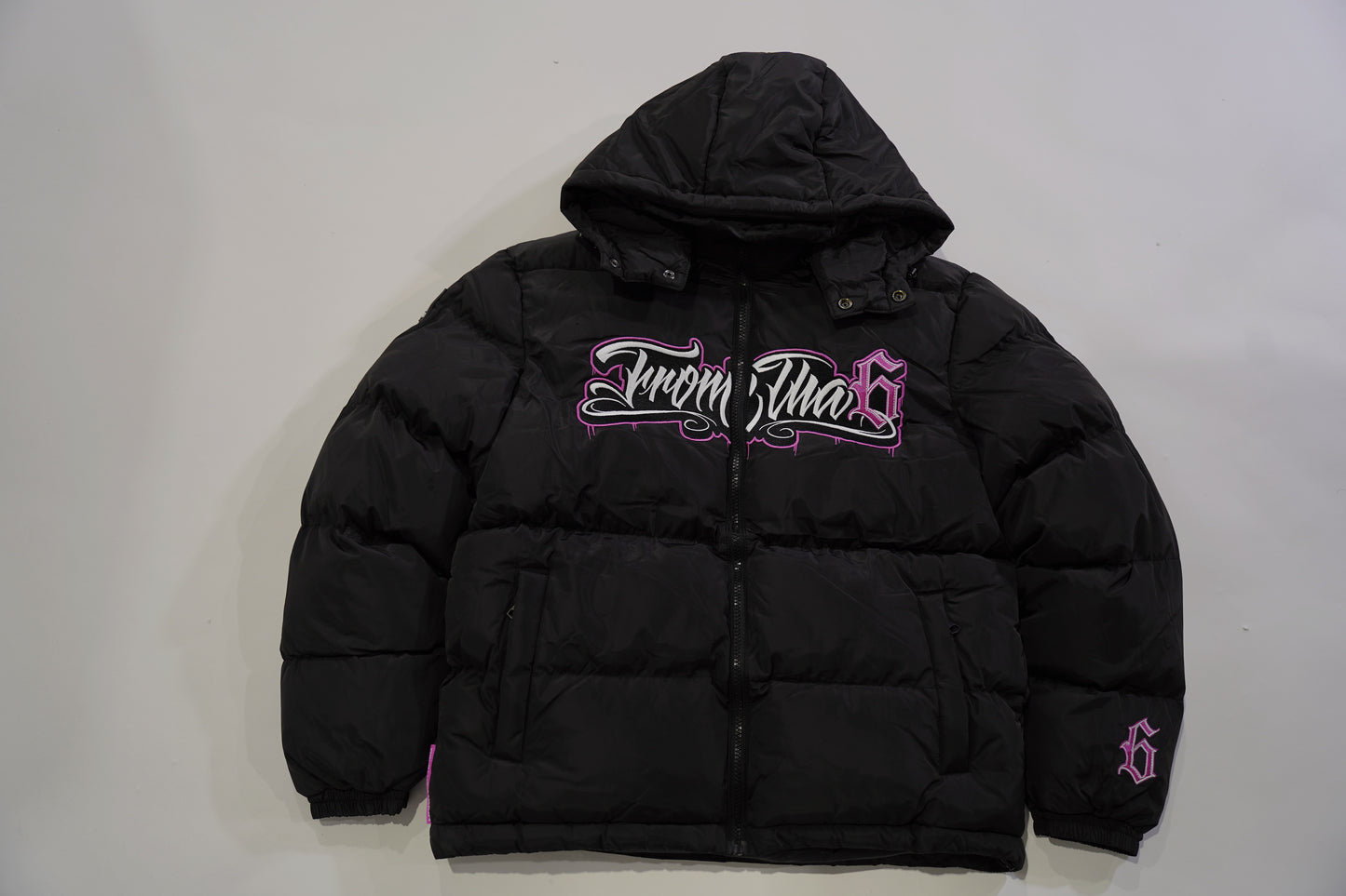 WOMENS BUBBLEGUM PINK PUFFER JACKET